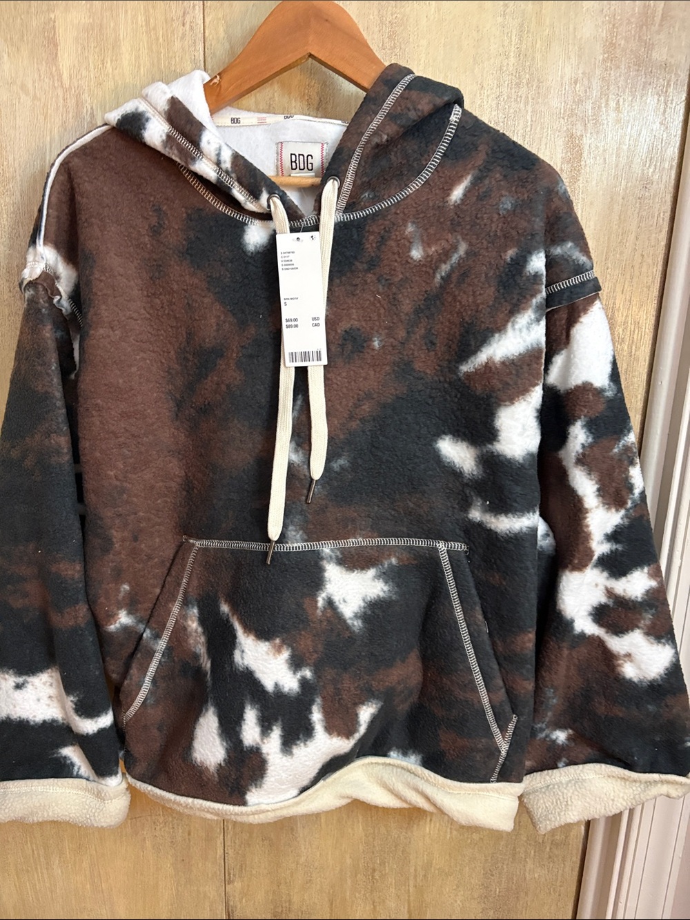 Urban Outfitters BDG Men's Brown, Black & White Camouflage Crewneck Hoodie S